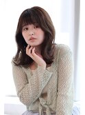 大人可愛い/透明感オリーブベージュ/ミディアムレイヤー