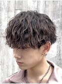 渋谷メンズパーマ波巻きスパイラルパーママッシュウルフカット