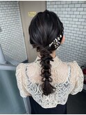 編み下ろし　玉ねぎヘア　ローポニー　参列ヘア