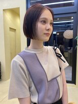 切りっぱなしボブマロンベージュラベンダーミルクティ
