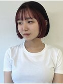 ピンク　ポイントカラー　ボブ