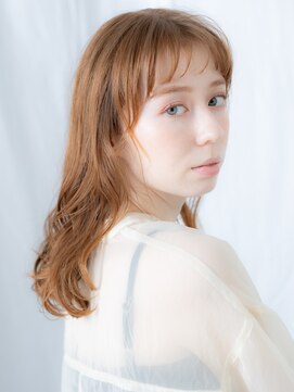 アプリコットオレンジ抜け感ゆる巻ロングl古河10代20代30代