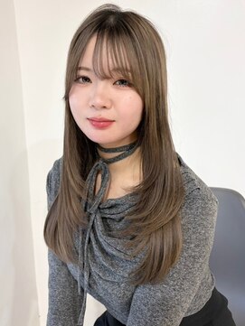 アモレット 天文館店(amoretto) アッシュベージュ ロングレイヤー 韓国ヘア 顔周りカット