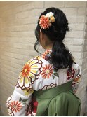 卒業式ヘアセット☆編み込みポニーテールスタイル☆