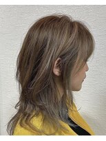 アンバー(Amber)&nbsp;チェリーブラウンデジタルパーマミニウルフホワイトグレージュ13