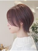 大人可愛い20代30代40代小顔ワンサイドショートボブ丸み前下がり