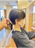20代30代小顔ハンサムマッシュショートアッシュブルーブラック