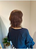 ミディアムゆるふわデジタルパーマ/艶感ブラウンカラー