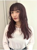 【YOKE】ワインレッドチェリーレッド暖色パーマ風ワイドバング
