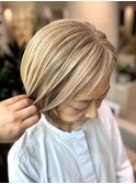 白髪が多い方向け 白髪ぼかしリタッチ×ハイライト