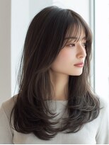 ダル 渋谷/表参道(DAL.) 韓国レイヤー/縮毛矯正/艶髪ストレート/オリーブベージュ