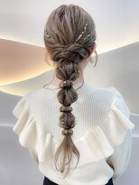 くびれヘアアプリコットオレンジ夏ヘアハイライトカラー