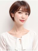 20代30代大人かわいい/シルキーベージュ/丸みショートヘア/前髪