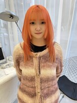 ハイブ 金沢(Hive)&nbsp;ブリーチハイトーンペールオレンジツヤカラーミディアムレイヤー