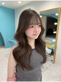 顔周りカット/韓国ヘア/オリーブカラー/ミルクティーベージュ