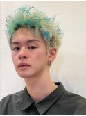 スパイキーショートハイトーンカラーデザインカラー金髪