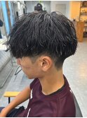 波巻きパーマメンズパーマメンズヘアツーブロックツイストパーマ