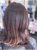 ピンクブラウン 暖色カラー 艶髪 くびれヘア 20代30代40代