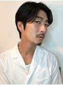men's/メンズ/フェザーパーマ/ニュアンス/ブルーブラック/黒染め