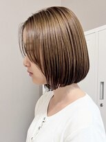 ヒビヲ(HIBIO)&nbsp;切りっぱなしボブタッセルボブダブルカラーブラウンベージュ