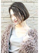 トルネード(TORNADO) 外国人風 透明感 耳掛けボブ ハイライト グレージュ白髪ぼかし可