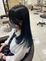 アッシュ 高円寺店(Ash) 韓国風サイドバング　ブルーブラック