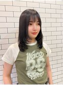 韓国ヘア/ナチュラルレイヤーカット/透明感グレージュ 大阪難波