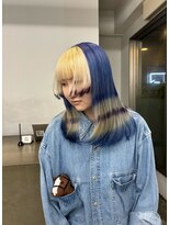 レコ 渋谷(LECO) ネイビー×ブロンド×パープルのボーダーデザイン