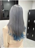 12130艶髪ネイビーブルーブルーシルバーストレートブルーカラー