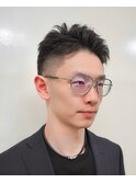 メンズベリーショートアップバング