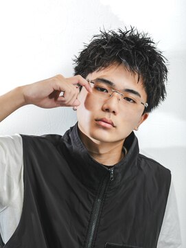 ホワイト(WHITE) スパイキーショート/短髪パーマ/波打ちパーマ