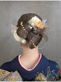 成人式ヘアセット　カチモリ リボンヘア