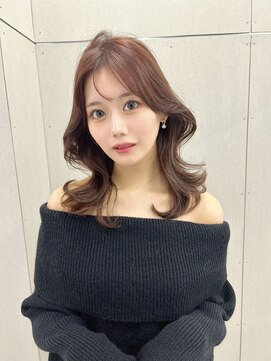 ジーナ 名駅(XENA.) 大人レイヤーくびれミディ20代30代前髪カットピンクブラウン