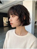 小顔ボブパーマショートボブレイヤーボブフレンチボブパーマ