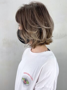 アルバム 銀座(ALBUM GINZA) バレイヤージュボブ_セシルカットココアブラウン_ba304811