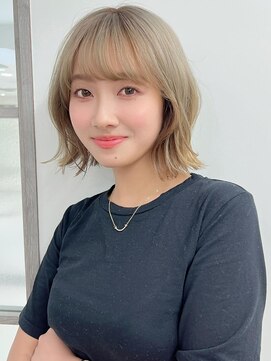 エアー 横浜(AIR) 【長谷川】流しめ前髪ブロンドくびれボブ