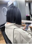 ネイビー ブルー ブリーチ 透明感 三宮 元町