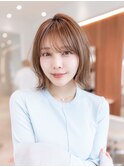 外ハネボブくびれ似合わせカットイメチェンフルバング
