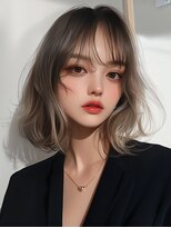 レヴ 草加店(LEV.)&nbsp;前髪アンブレラカラーこなれミディイメチェンウェーブパーマ