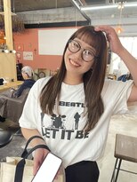 チャプター 問屋町(chapter)&nbsp;ブリーチなしミルクティーコーラルベージュ顔周りレイヤーカット