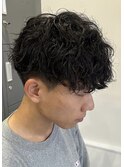 刈り上げマッシュ　波巻きスパイラル　パーマ