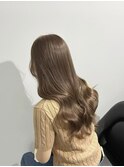 ブリーチなしカラー/髪質改善/ミルクティーベージュ/小顔へア