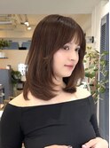 ひし形レイヤー/レイヤーボブ／ワンカール／骨格補正／ブラウン