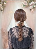 編みおろしアレンジ ロングヘア ヘアセット お呼ばれヘア