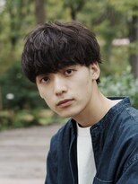 メンズマッシュニュアンスショートパーマツーブロックビジネス