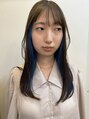 ラムネ オリーブベージュにブルーのインナーカラー
