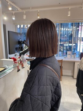 キャンバス バイ ネオリーブ 横浜西口(Canvas by neo.) 切りっぱなしボブ 前下がりボブ ミルキーブラウン