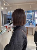 切りっぱなしボブ 前下がりボブ ミルキーブラウン