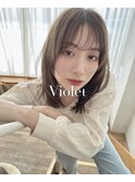 ナチュラルウルフレイヤーアッシュブラウンシースルーバング