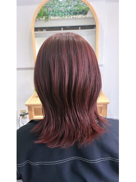 ブリーチなしワインレッドカラー